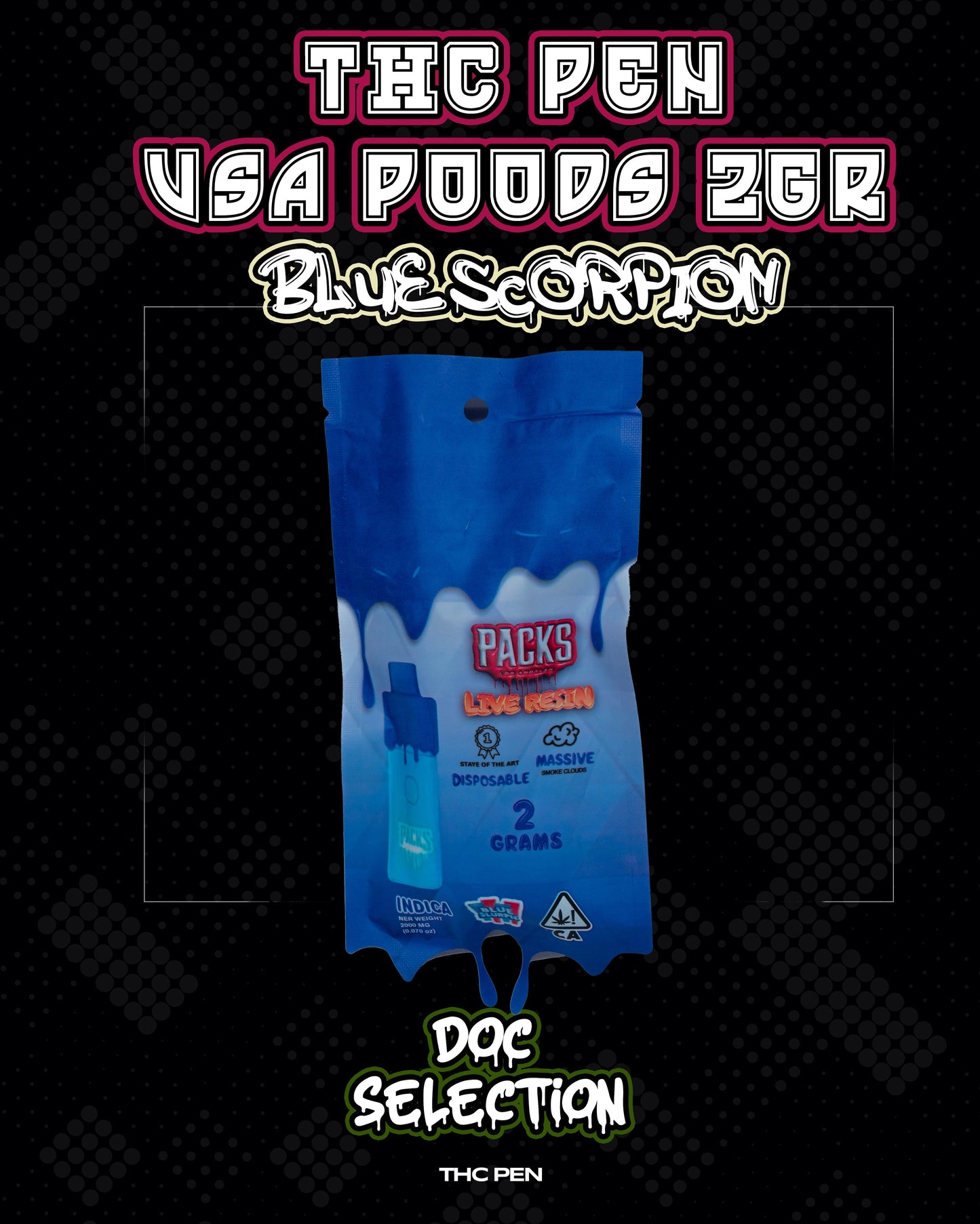 𝙏𝙃𝘾 𝙑𝘼𝙋𝙀 2gr 𝘽𝙮 𝙋𝘼𝘾𝙆𝙎 𝙋𝙊𝙊𝘿𝙎 - 𝘽𝙇𝙐𝙀 𝙎𝙇𝙐𝙍𝙋𝙄𝙀